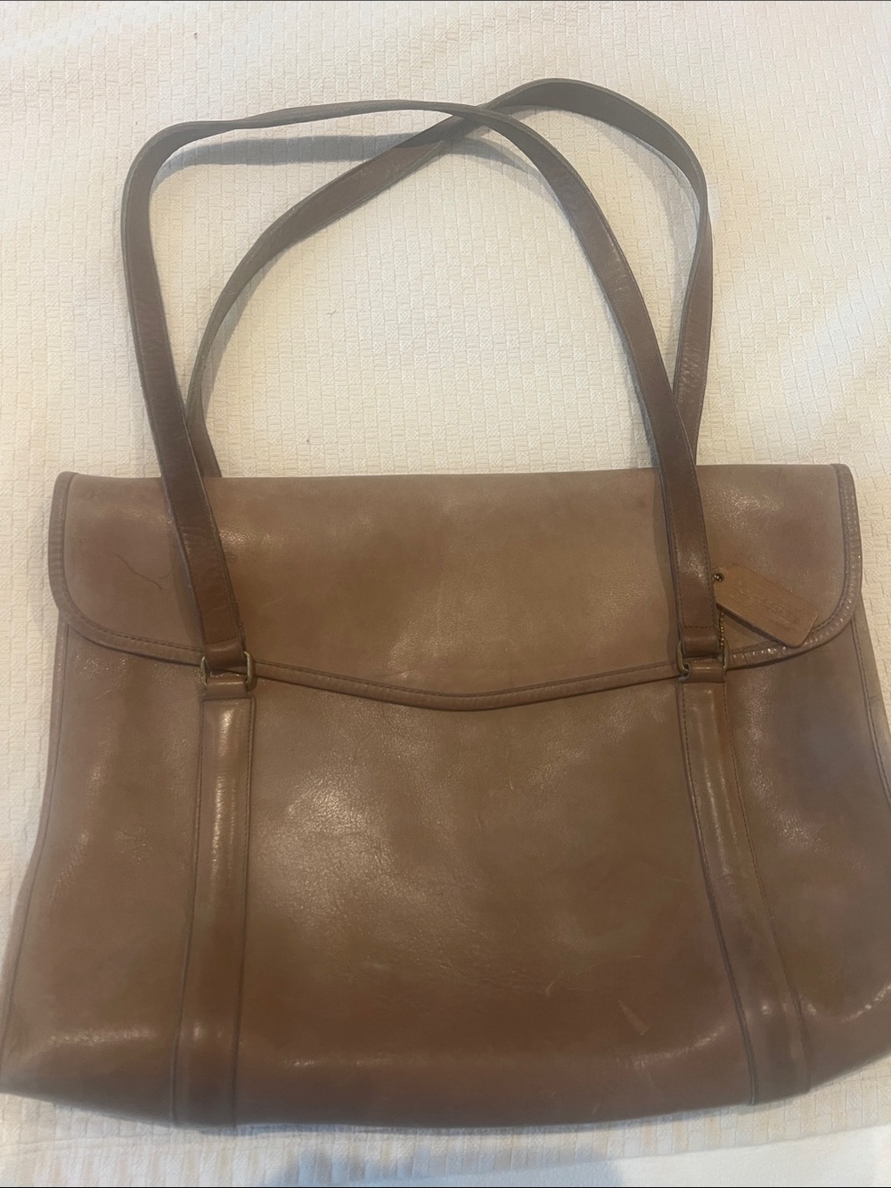 Coach Brown Leather Laptop Tote with Dual Straps